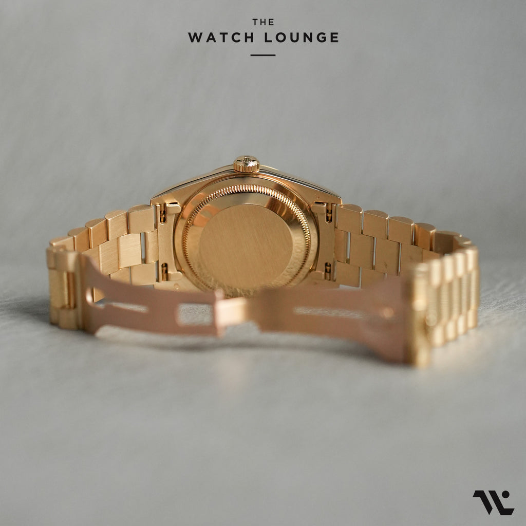 President Day Date Fluted Bezel in Everose Gold and Champagne Dial with Diamond Hour Markers ref. 18238