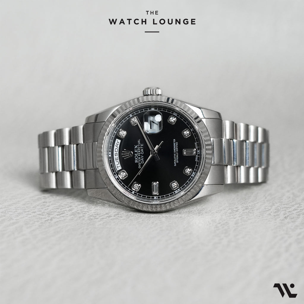 Day-Date Fluted Bezel Black Dial with Jubilee Bracelet ref. 118239