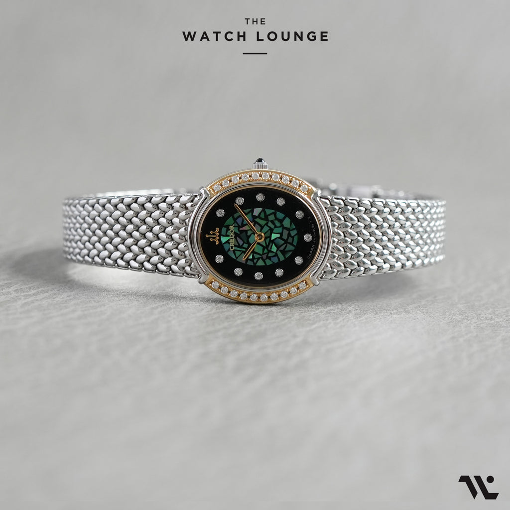 Signo Diamond Set Bezel with Green Raden Mother-of-Pearl Mosiac Dial Ref. GSWE858