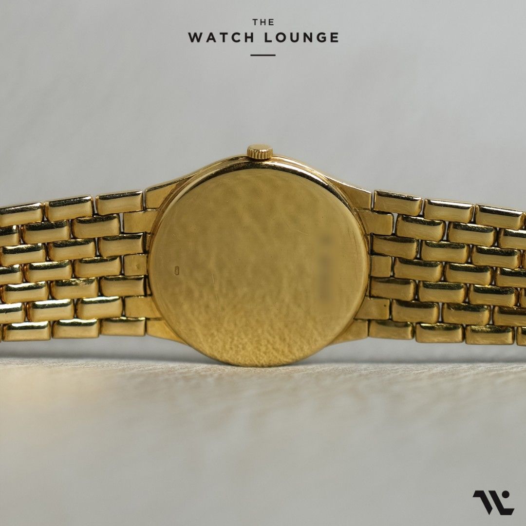 Vintage 18kt Yellow Gold Integrated Bracelet with White Dial